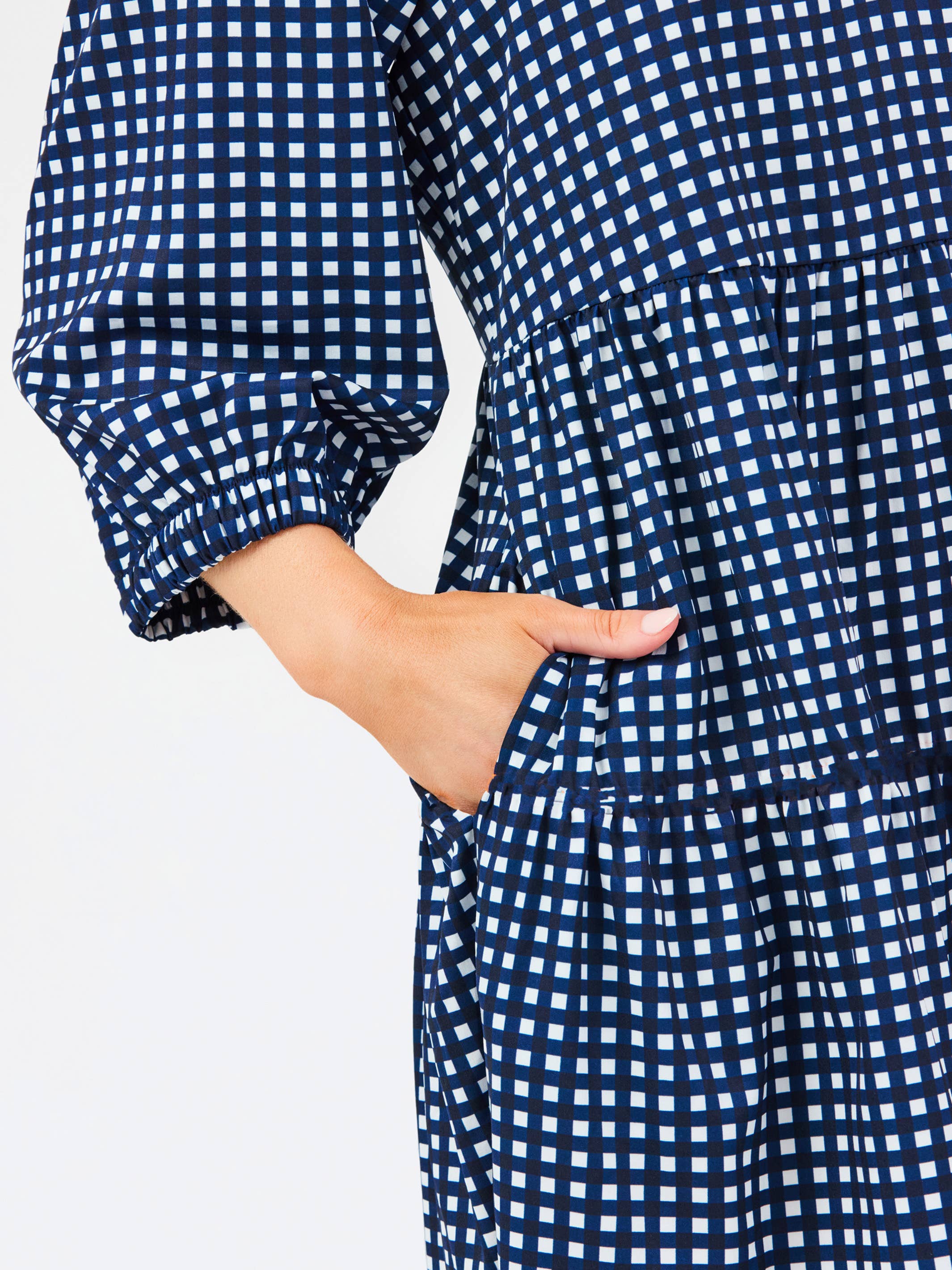 Cooper Dress | Gingham Navy + Orange