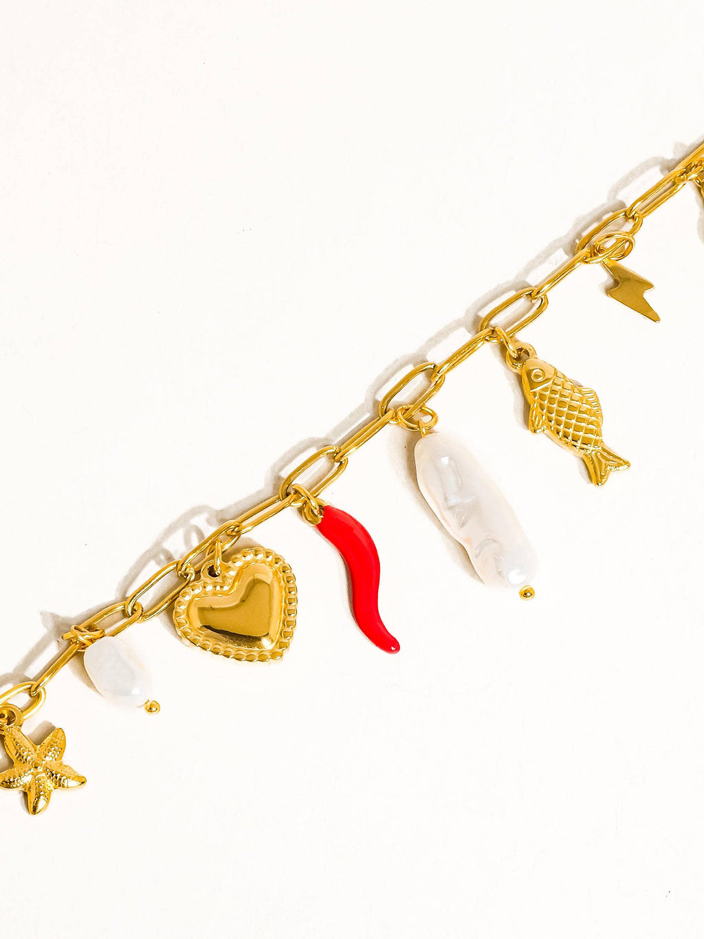 18K Gold Non-Tarnish       Fish Charm Necklace