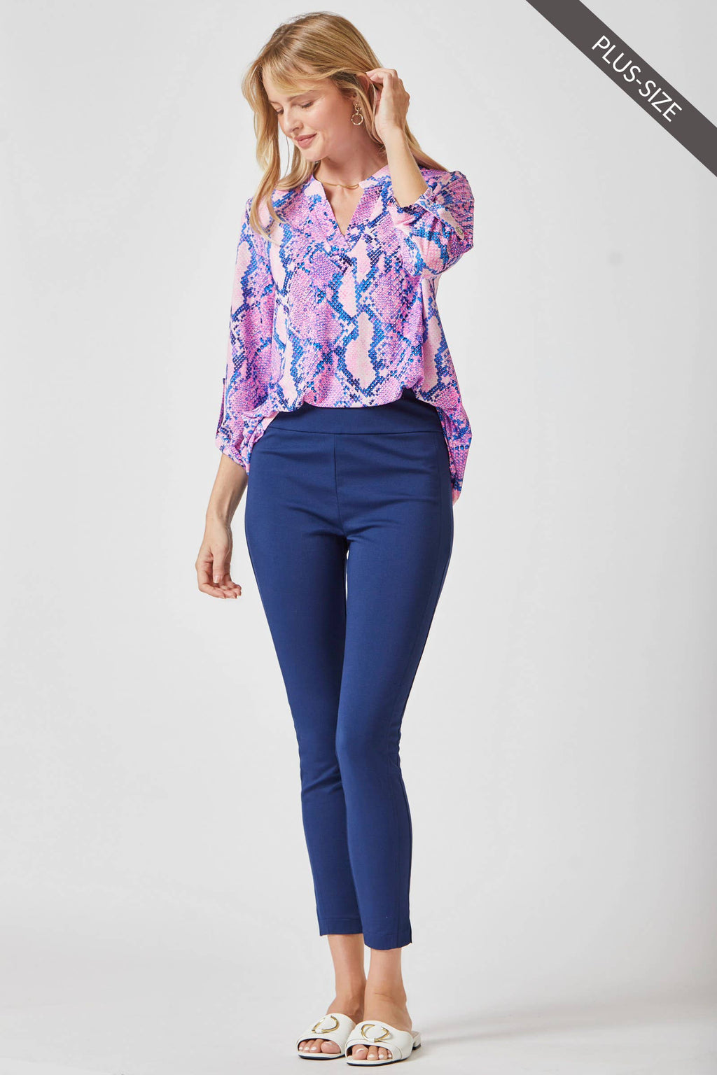 PLUS SIZE 3/4 Sleeve Printed LIZZY Top