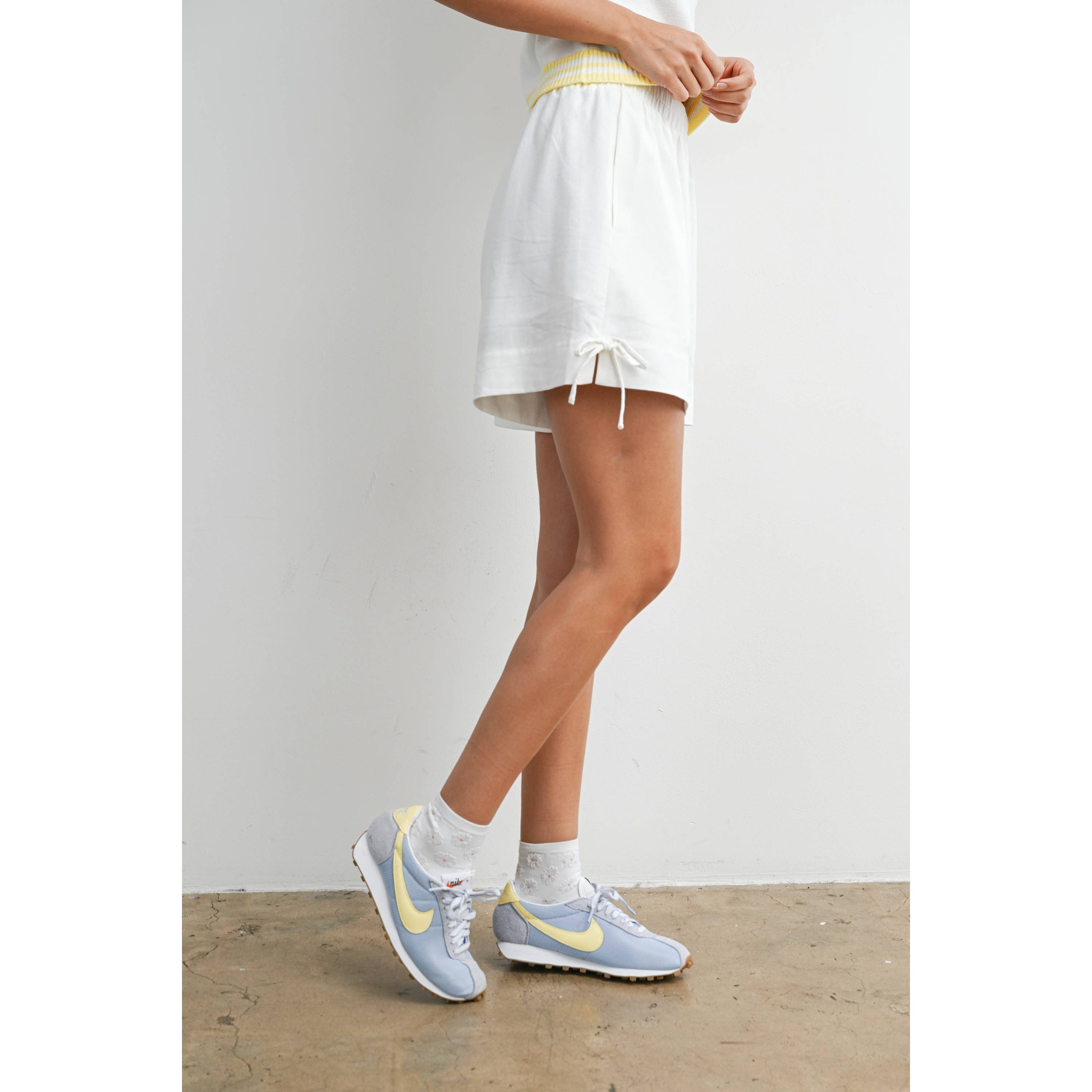 Elastic Waist Tie Hem Short