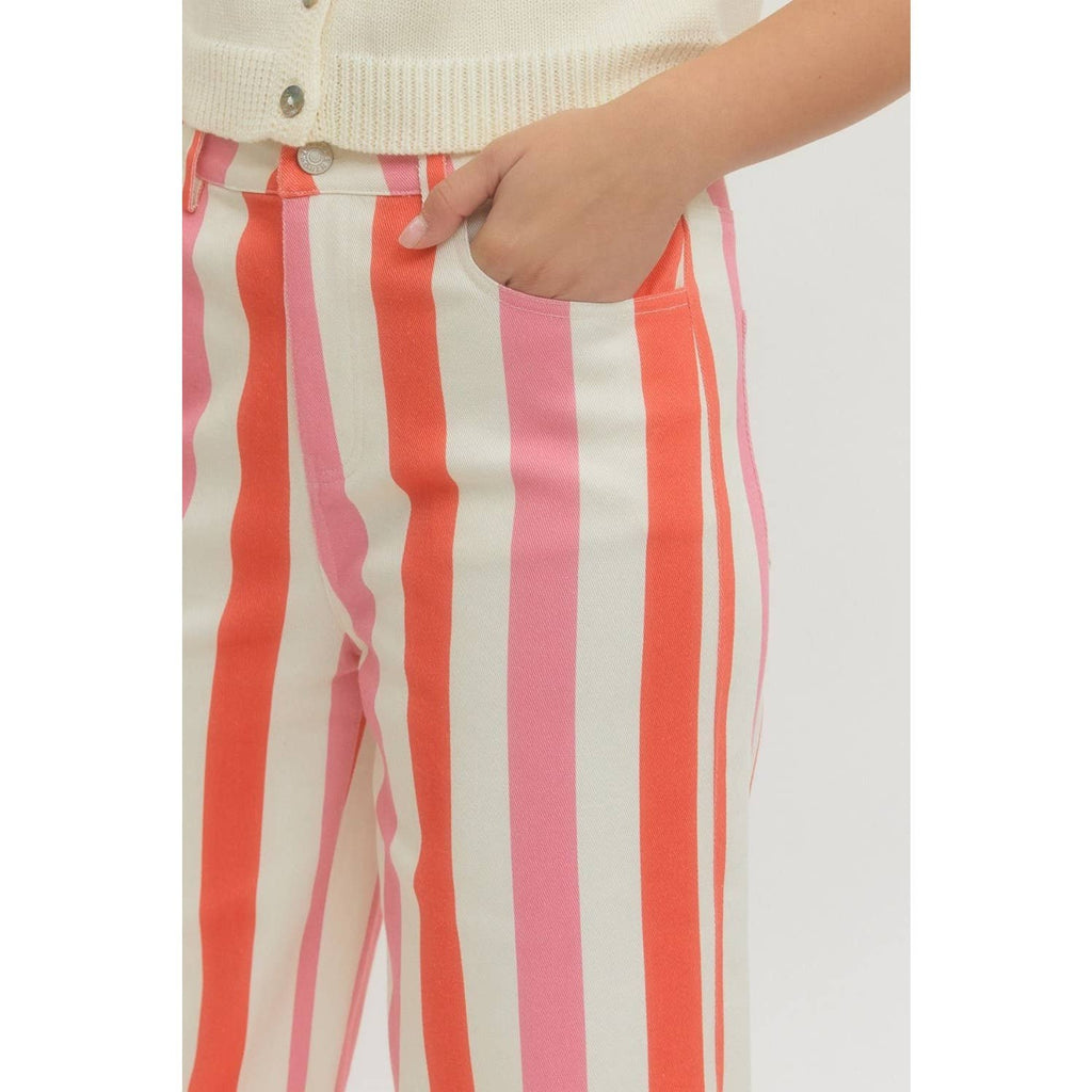 NEW Stripe ankle-wide leg pants