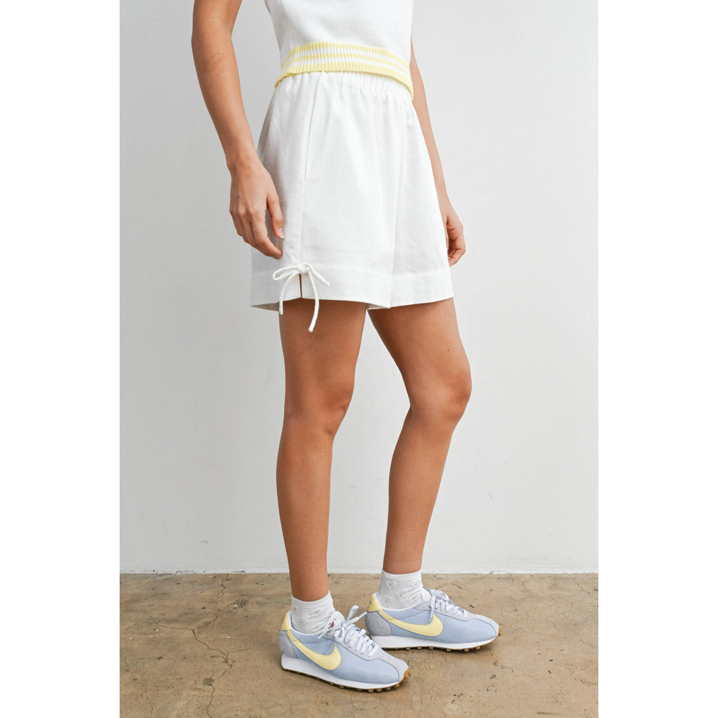 Elastic Waist Tie Hem Short