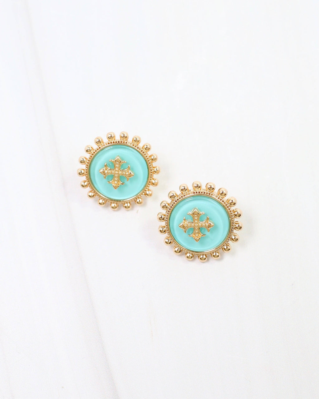 Kempsey Coin Stud Earring Turquoise