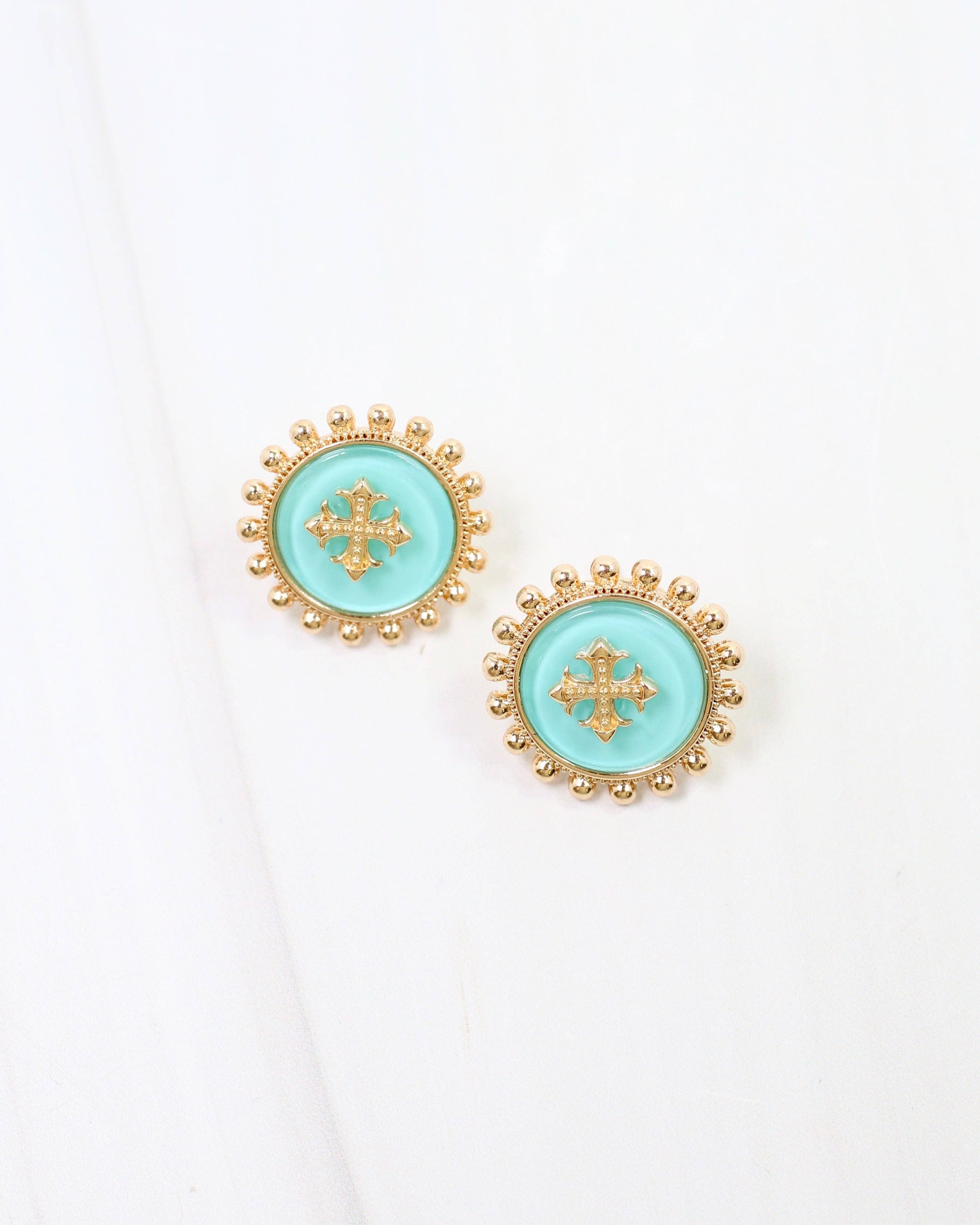 Kempsey Coin Stud Earring Turquoise