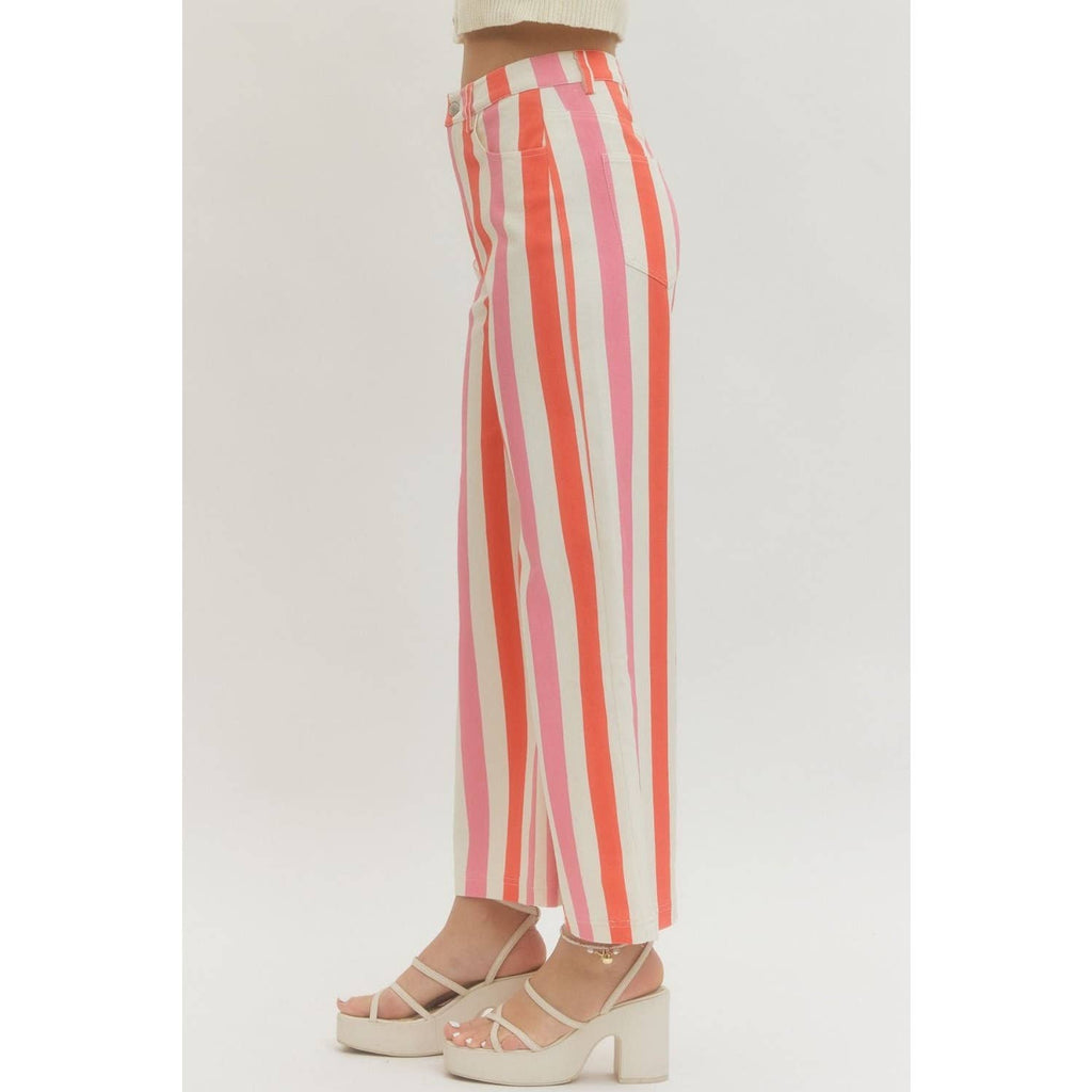 NEW Stripe ankle-wide leg pants