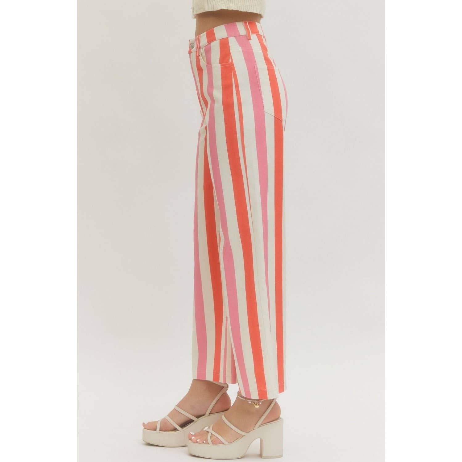 NEW Stripe ankle-wide leg pants