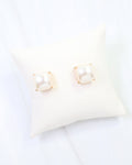 Mavis Square Pearl Stud Earring Cream