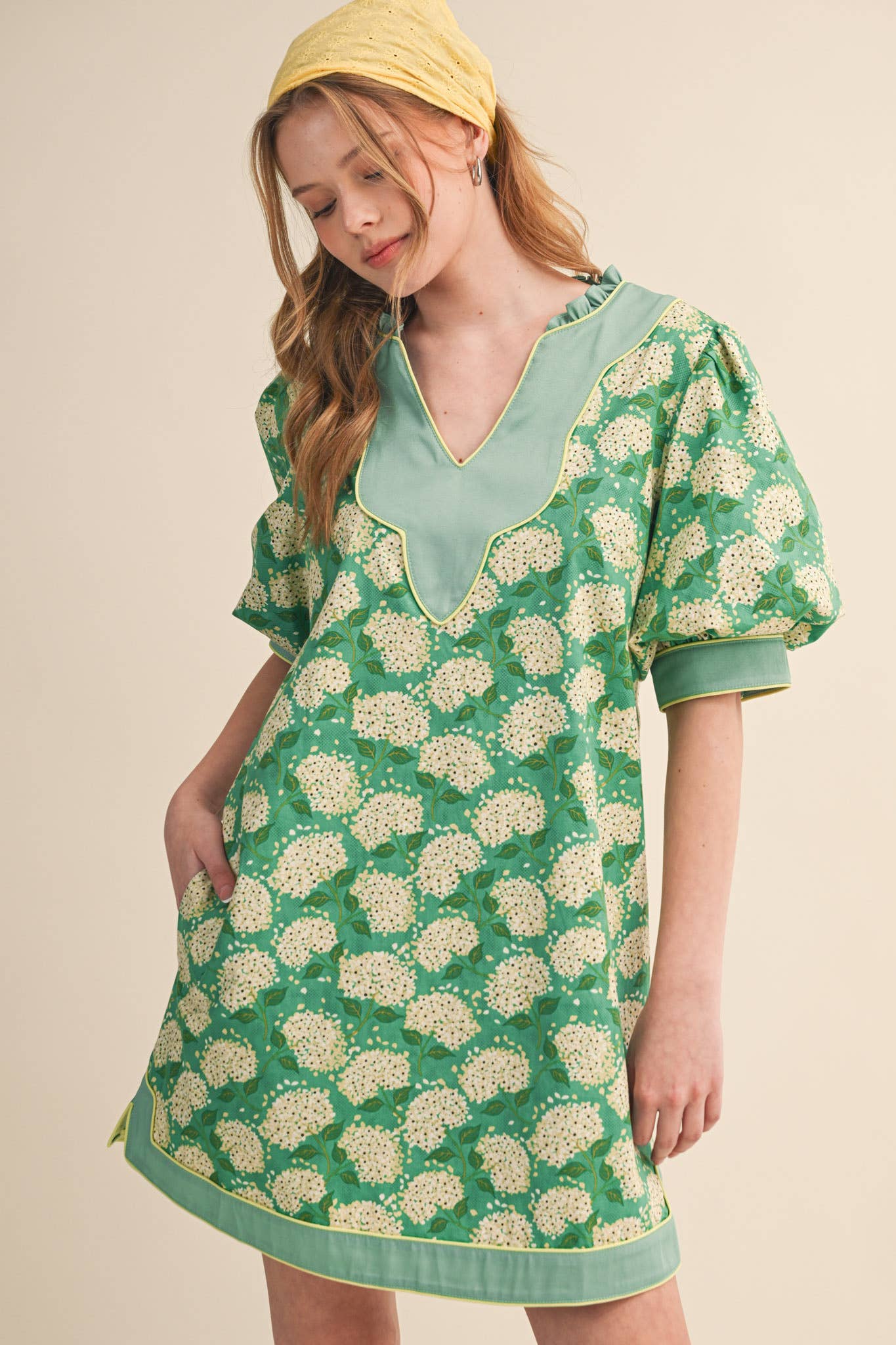 FLORAL PRINT PUFF SLEEVE A-LINE MINI DRESS