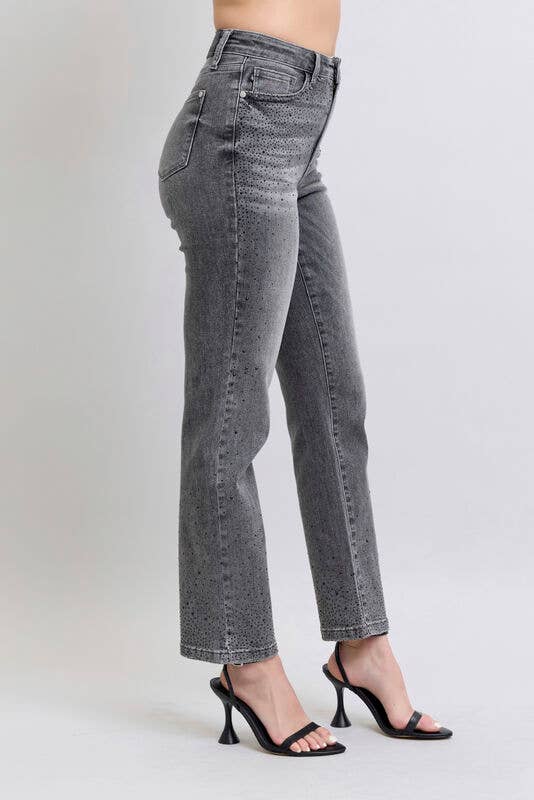 Rhinestone high waisted ￼Straight leg