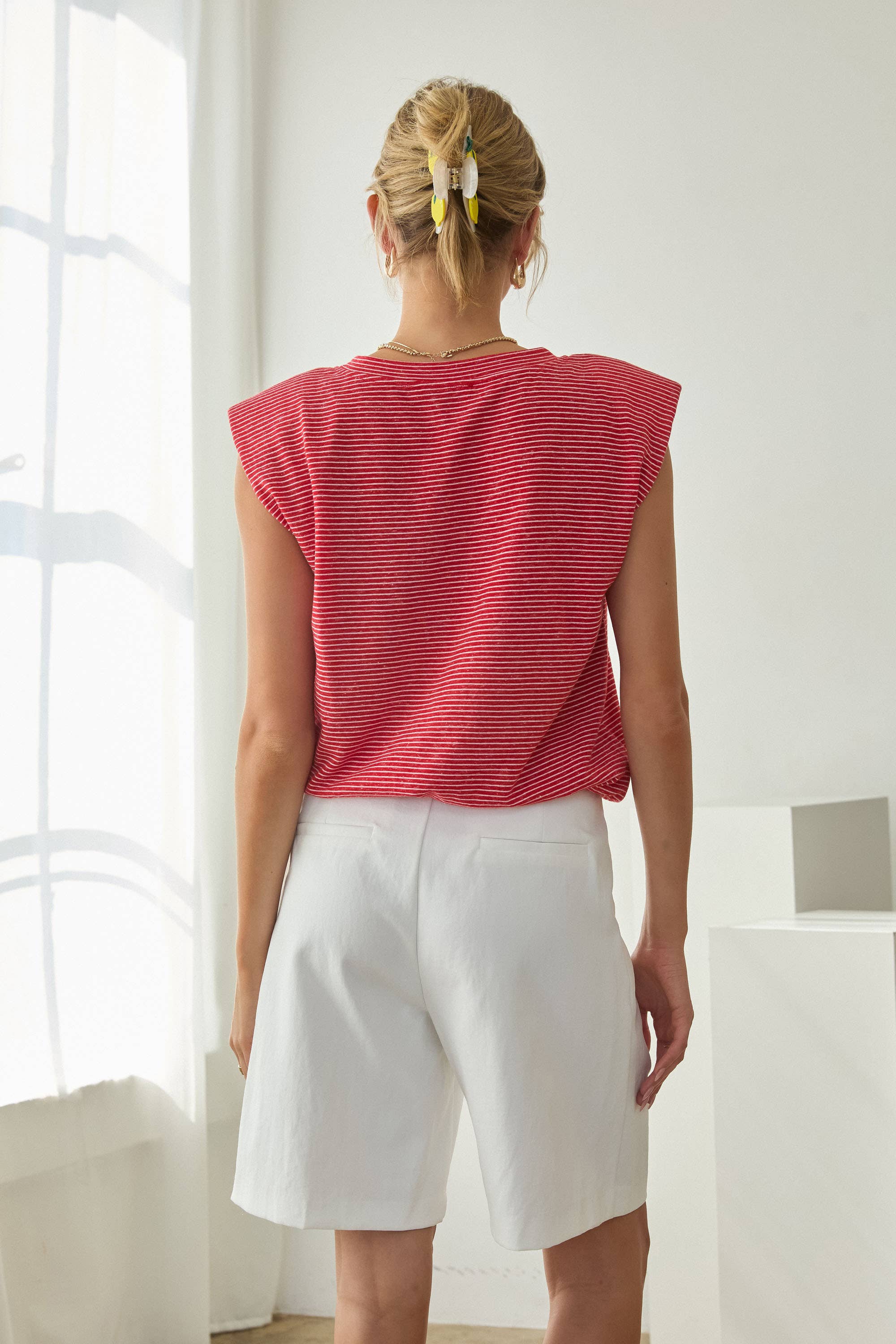Stripe Knit Bubble Hem Tank Top