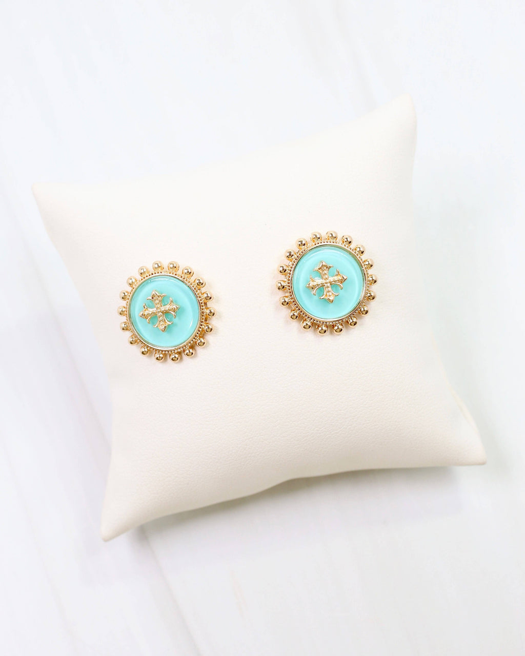 Kempsey Coin Stud Earring Turquoise