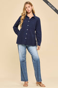Curvy Embroidered Button-Up Blouse
