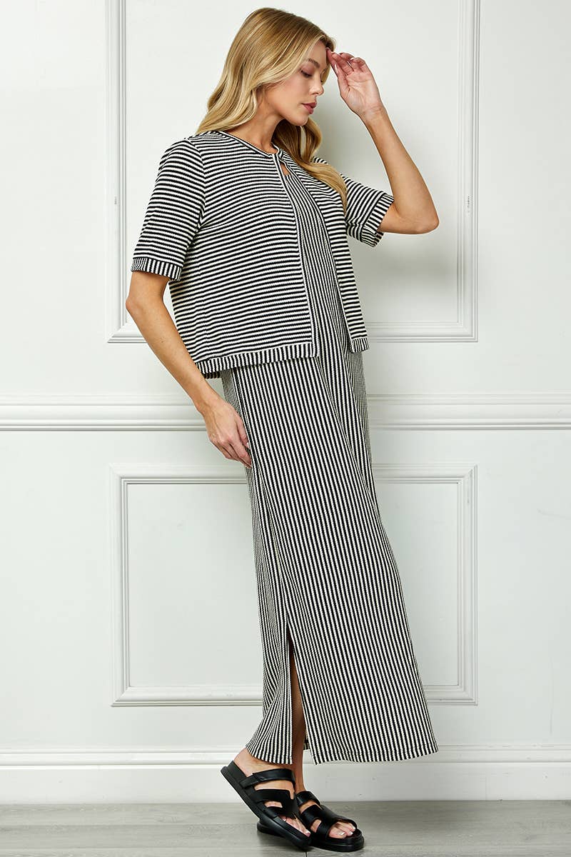 Striped layered- look maxi dress