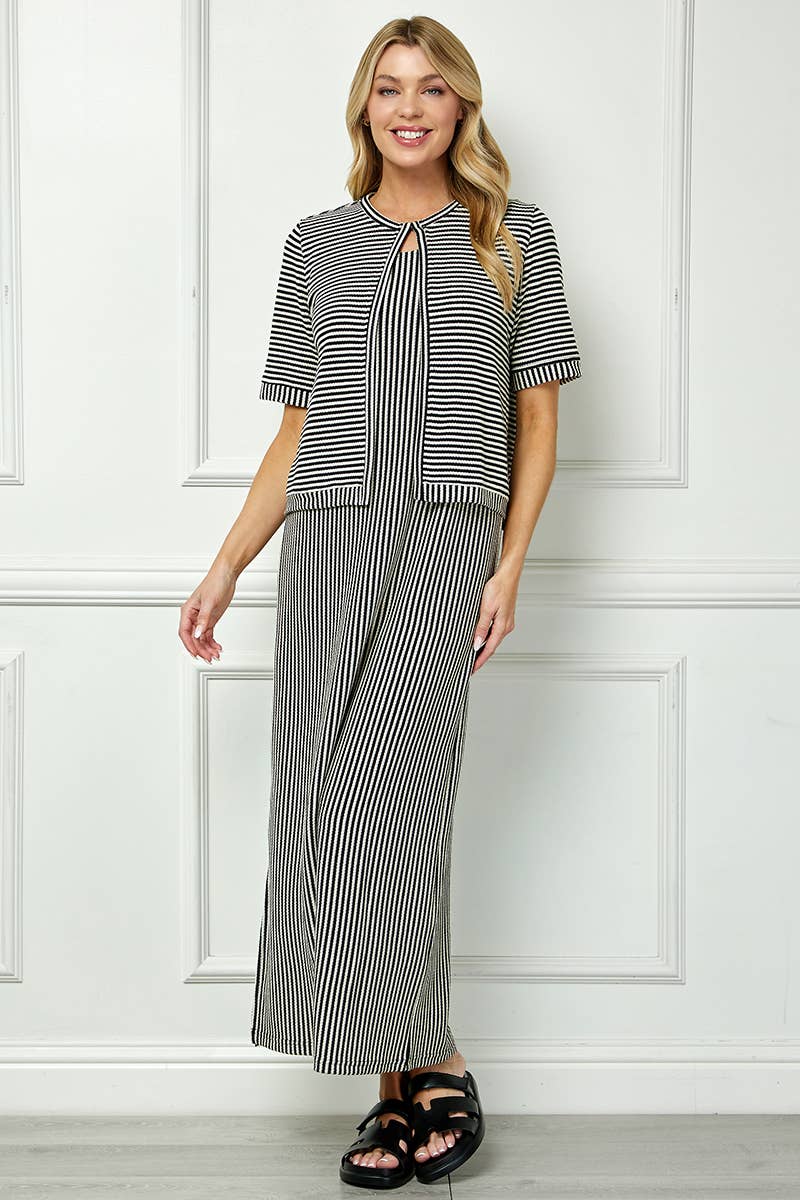 Striped layered- look maxi dress