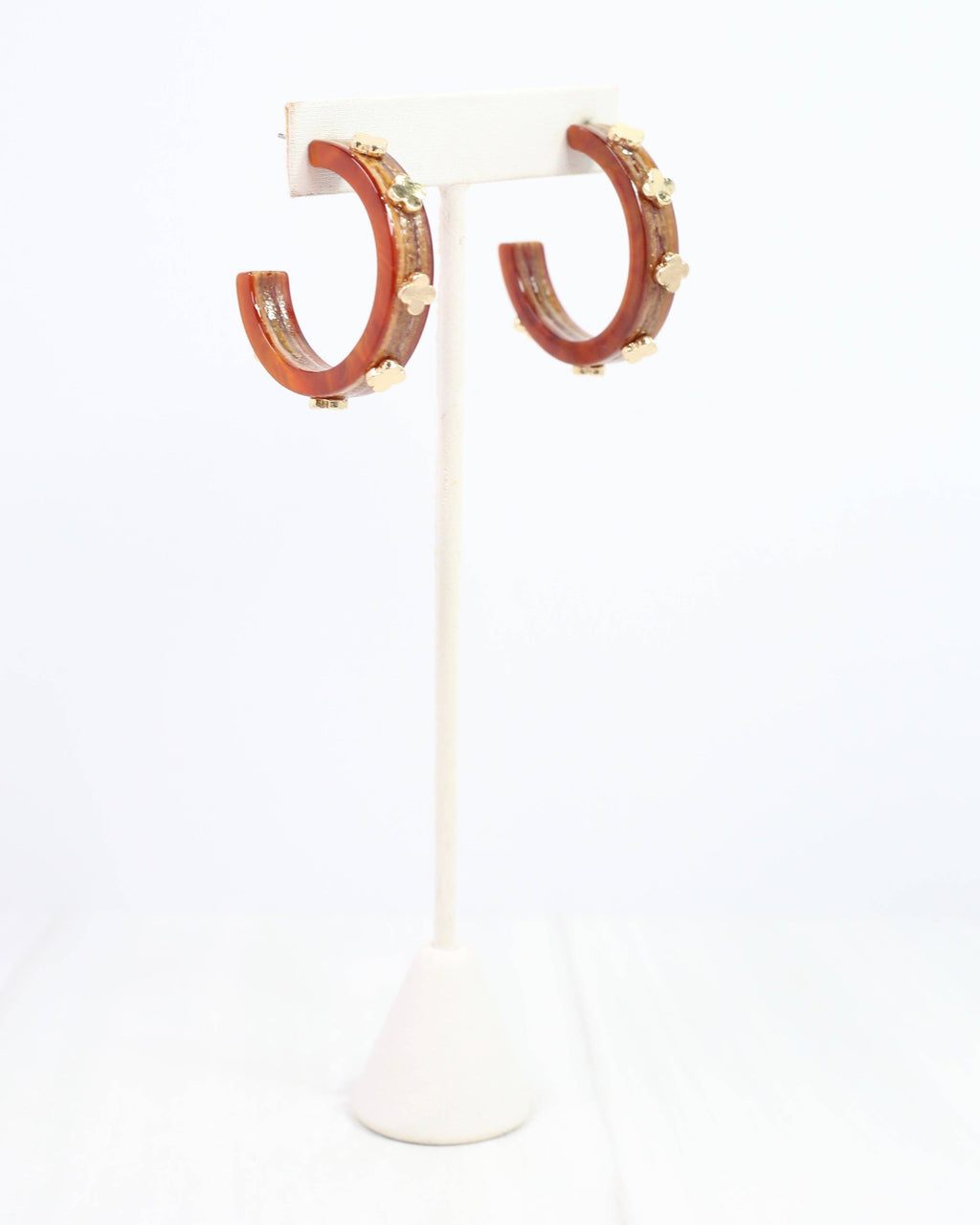 Bellamy Clover Hoop Earring Nat Tortoise