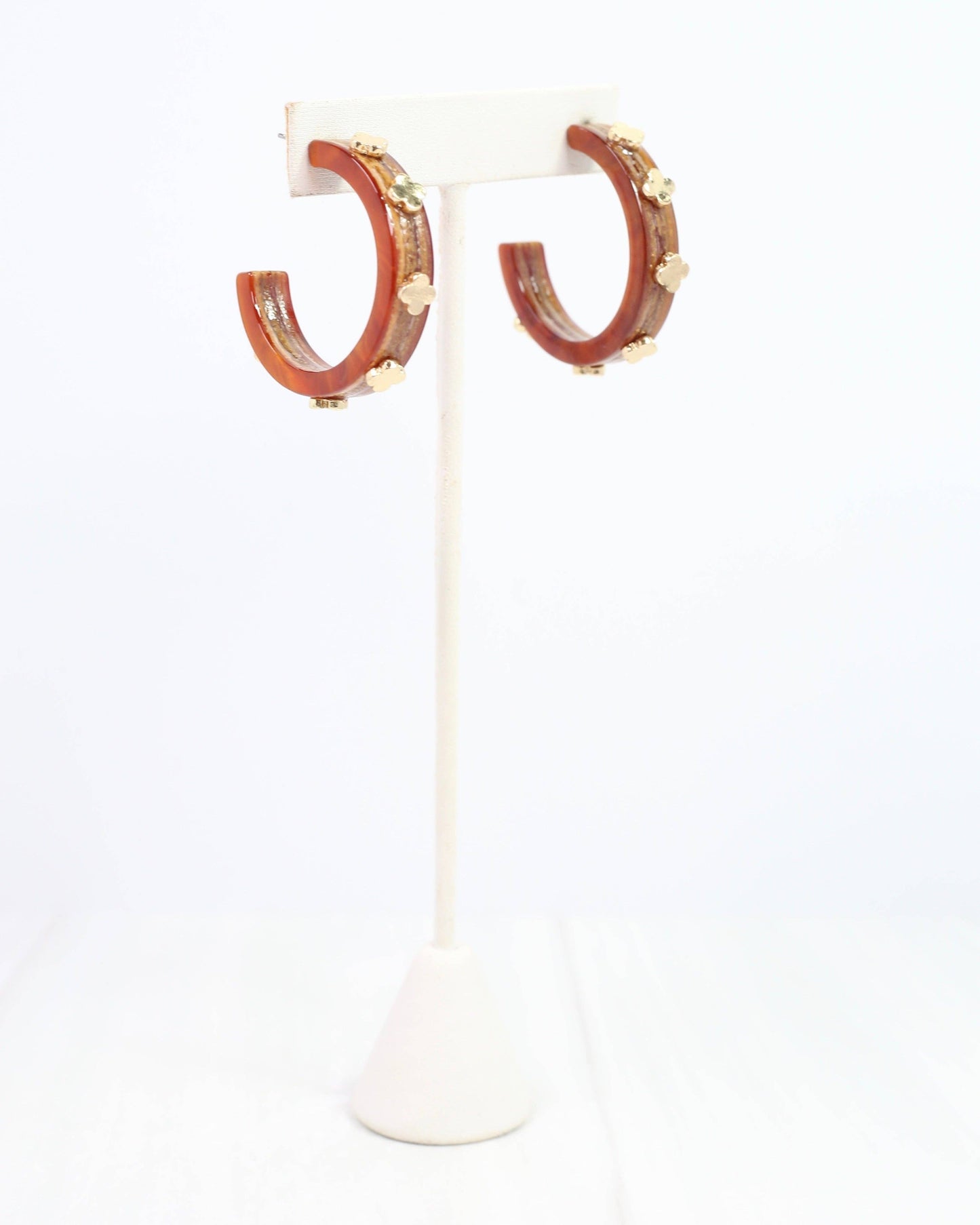 Bellamy Clover Hoop Earring Nat Tortoise