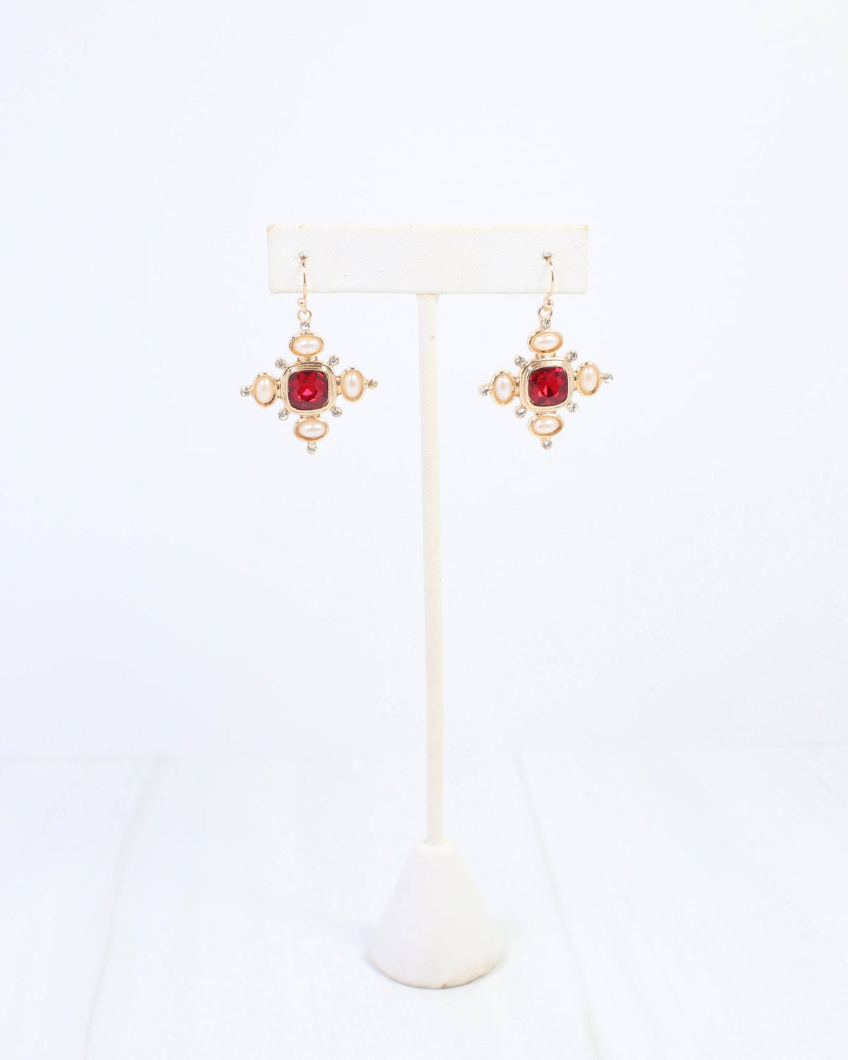 Conifer Crystal and Pearl Earring Red