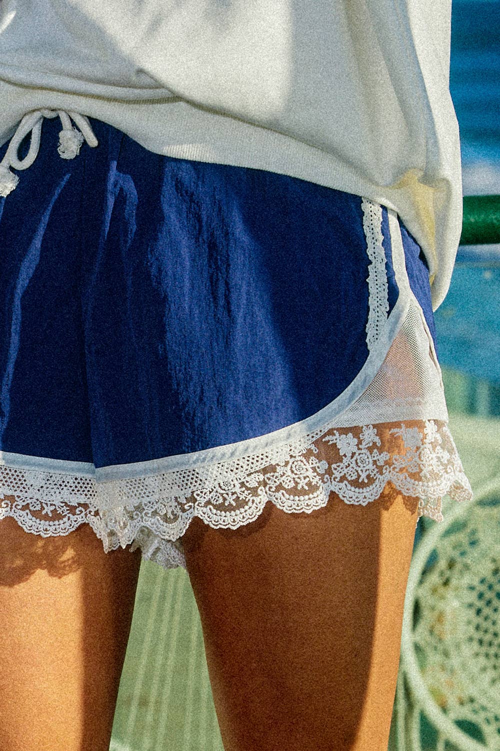 Lace-Trim Contrast Shorts