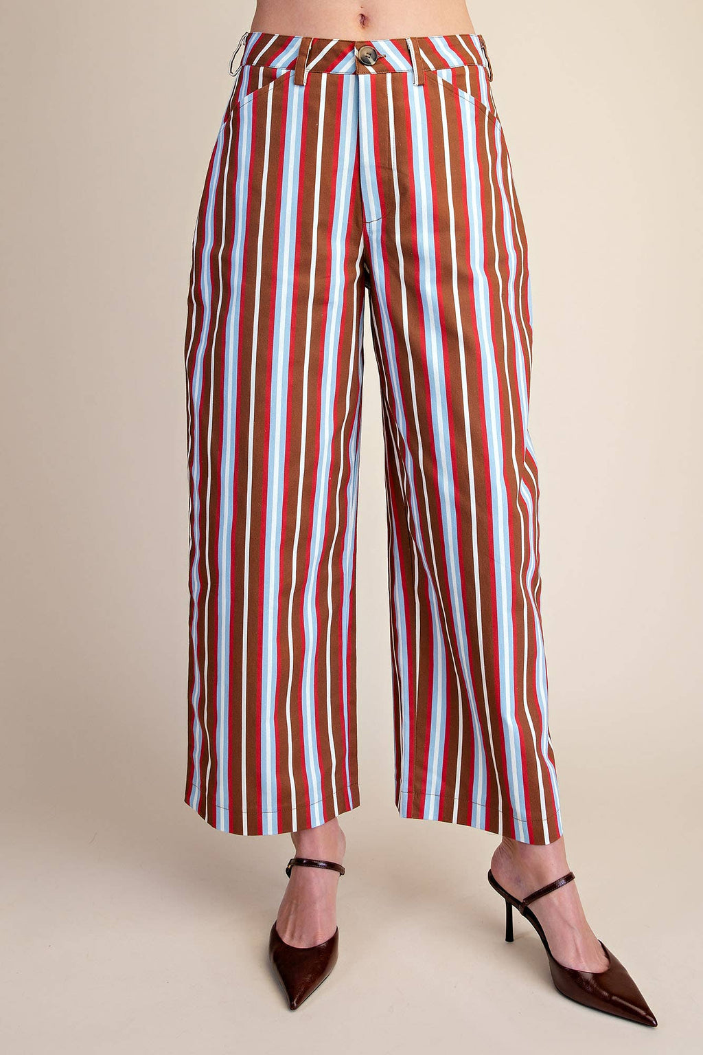 Barrel Leg Stripe Casual High Waist Pants