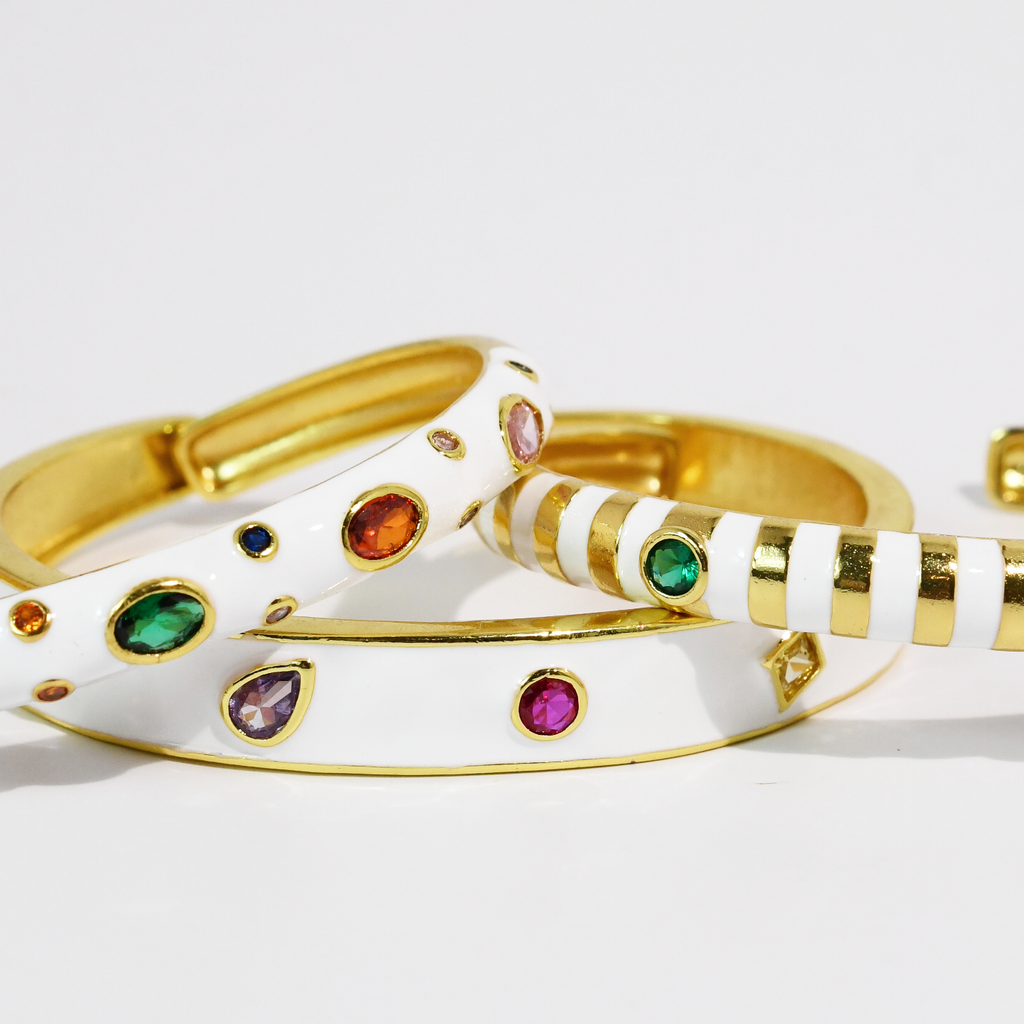 White Confetti Bangle Set
