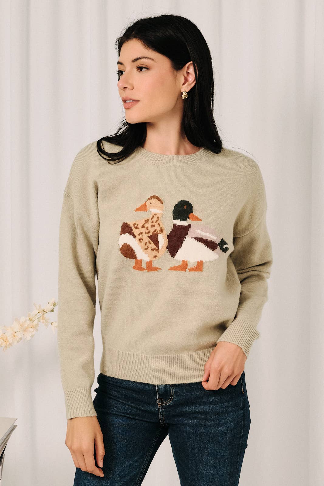 Round Neck Long-Sleeve  "MALLARD DUCK" Sweater