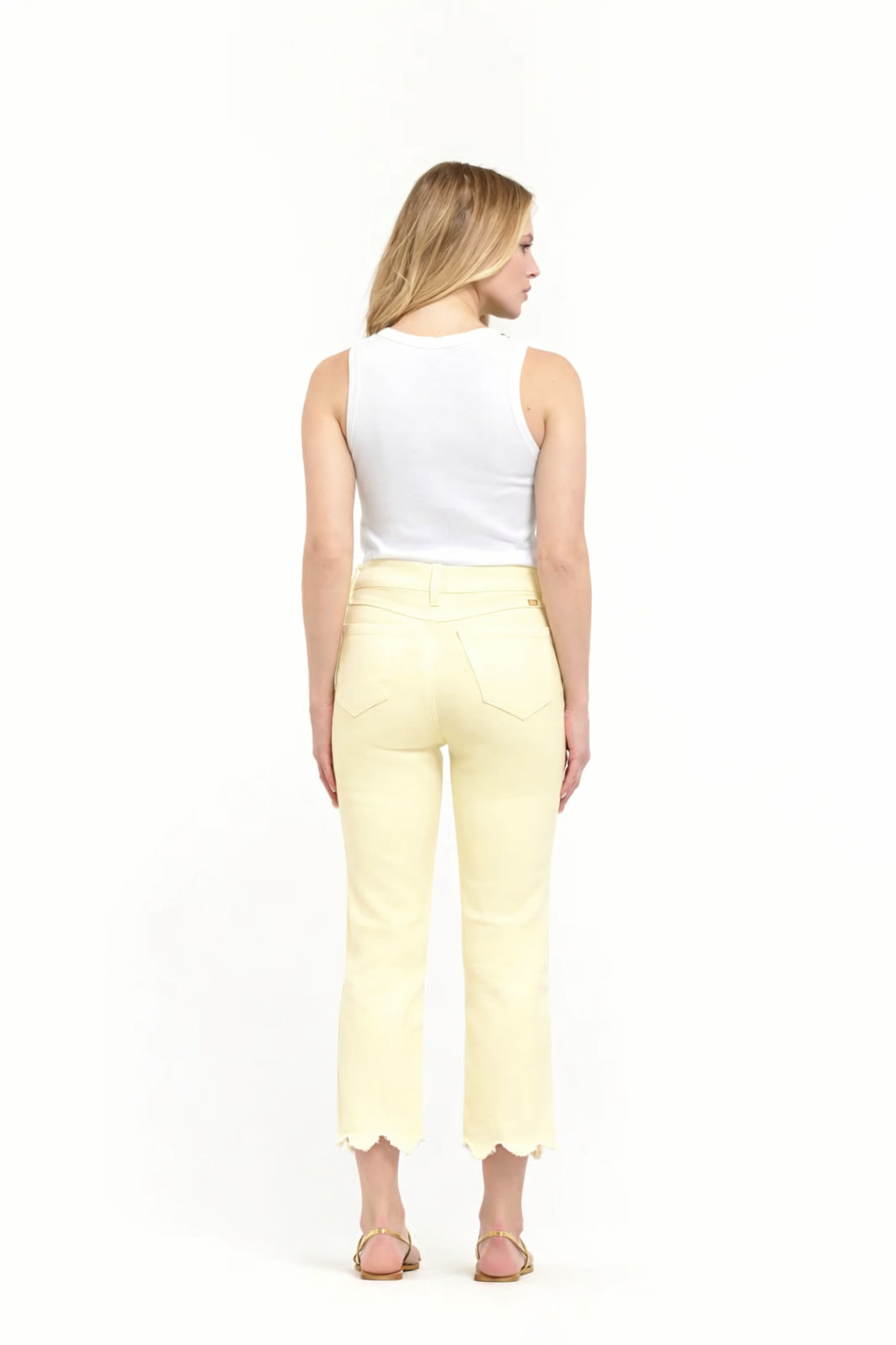 25" Crop Jean w/ Scalloped Hem in Sunshine Fade ☀️🌞🌼