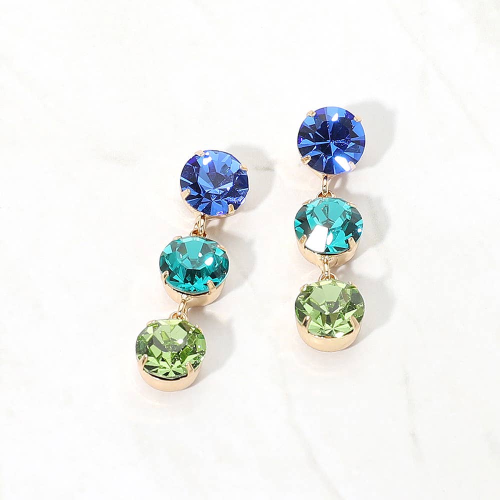 Gold Dipped Triple Swarovski Crystal Link Drop Earrings