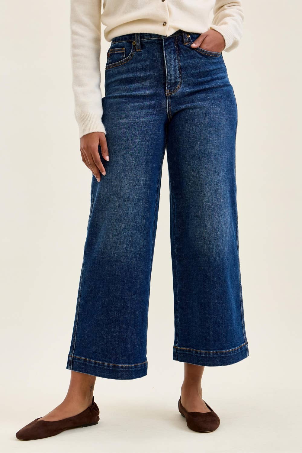 CLAUDIA  Ankle Wide DK Deep Indigo