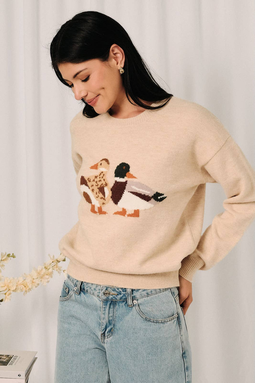 Round Neck Long-Sleeve  "MALLARD DUCK" Sweater