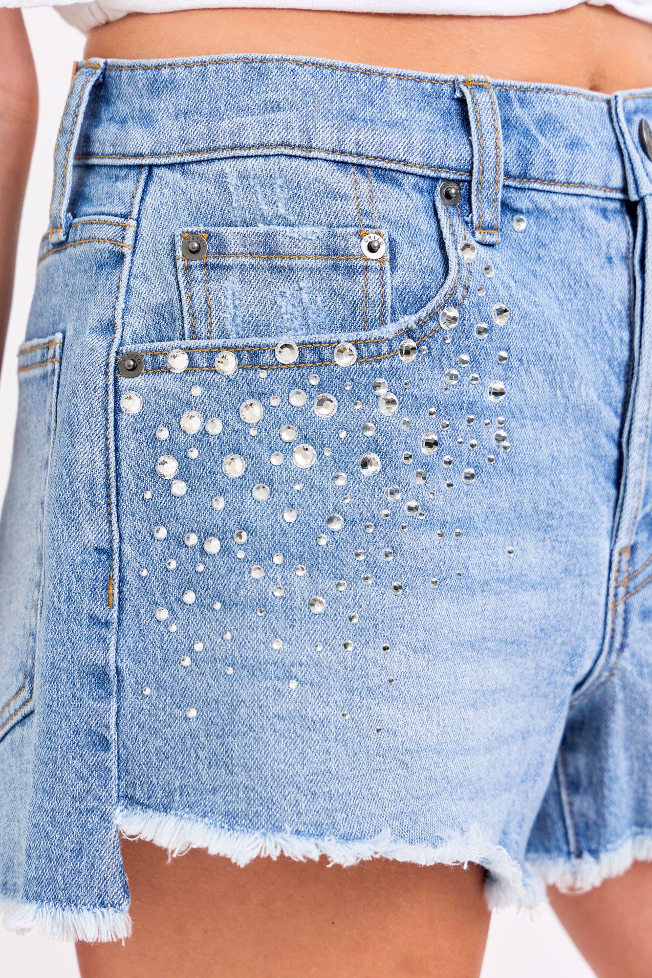 EMBELLISHED HIGH RISE SHORTS