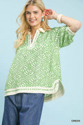 Leaf Print Popover Top