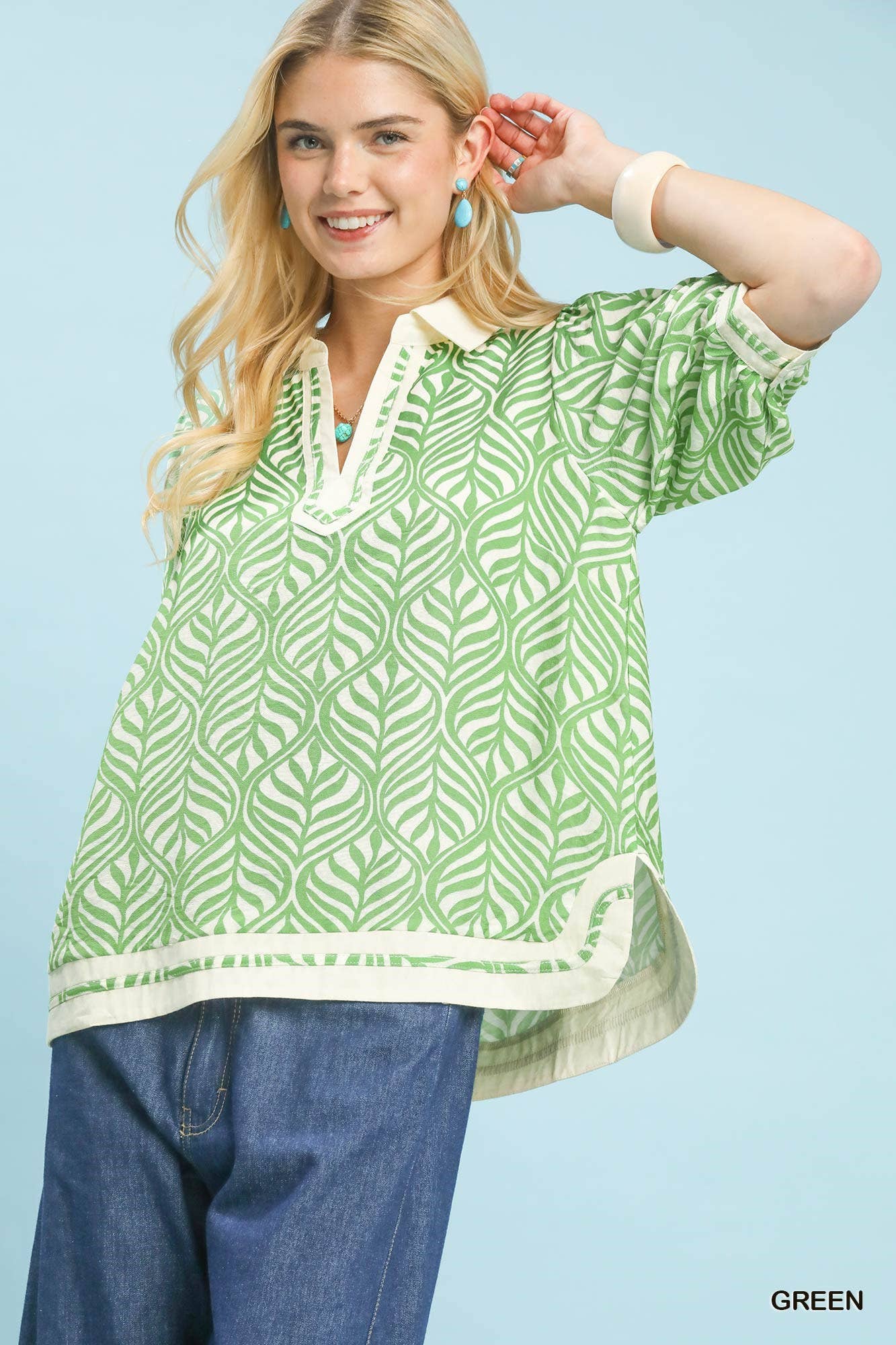Leaf Print Popover Top