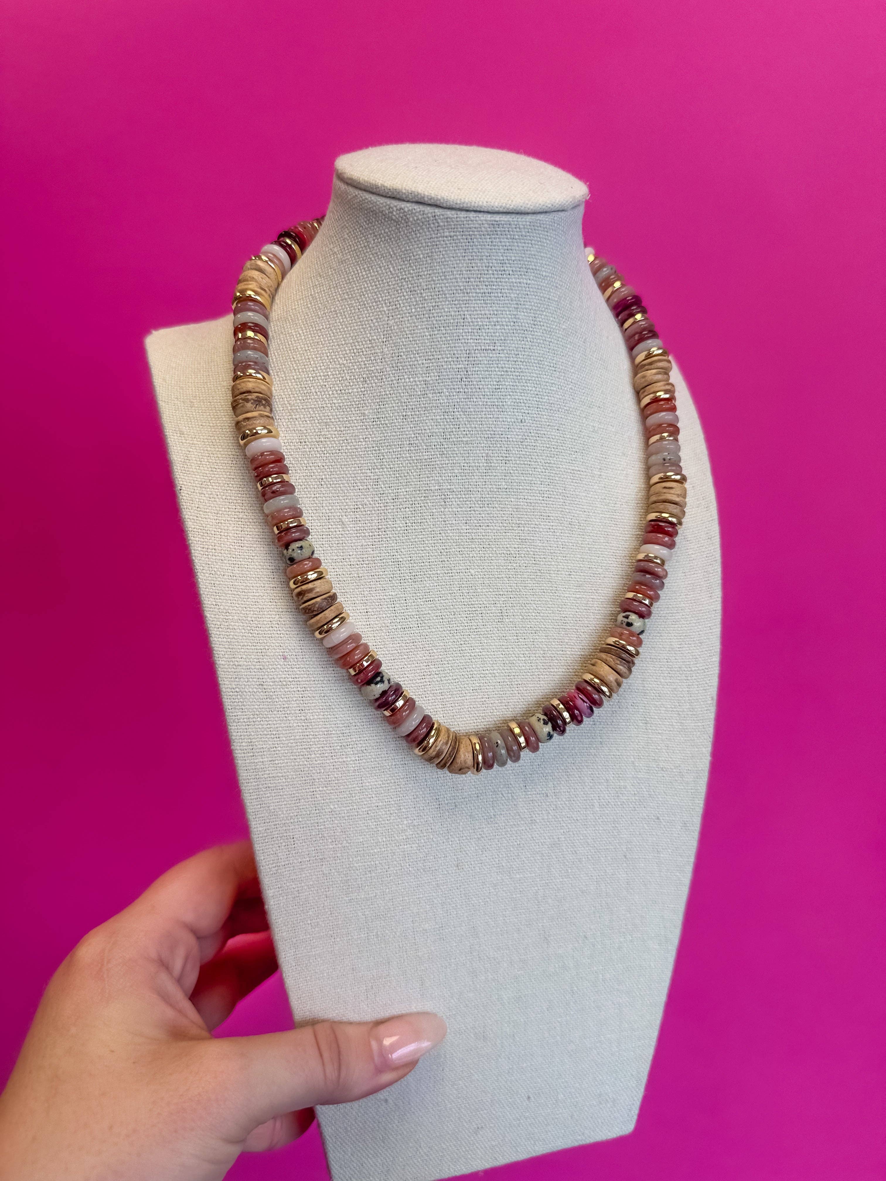 Mix Bead Necklace - Brown
