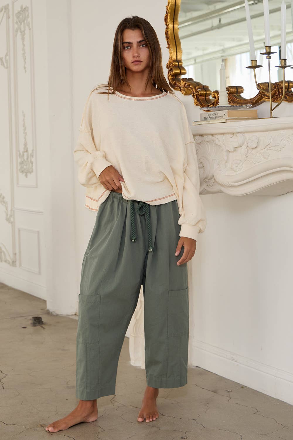 Overlap Open Back Oversize Fit Reverse Stitched Top