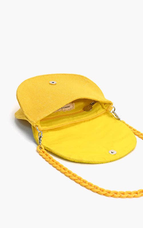 Couture Crescent Lemon Shoulder Bag