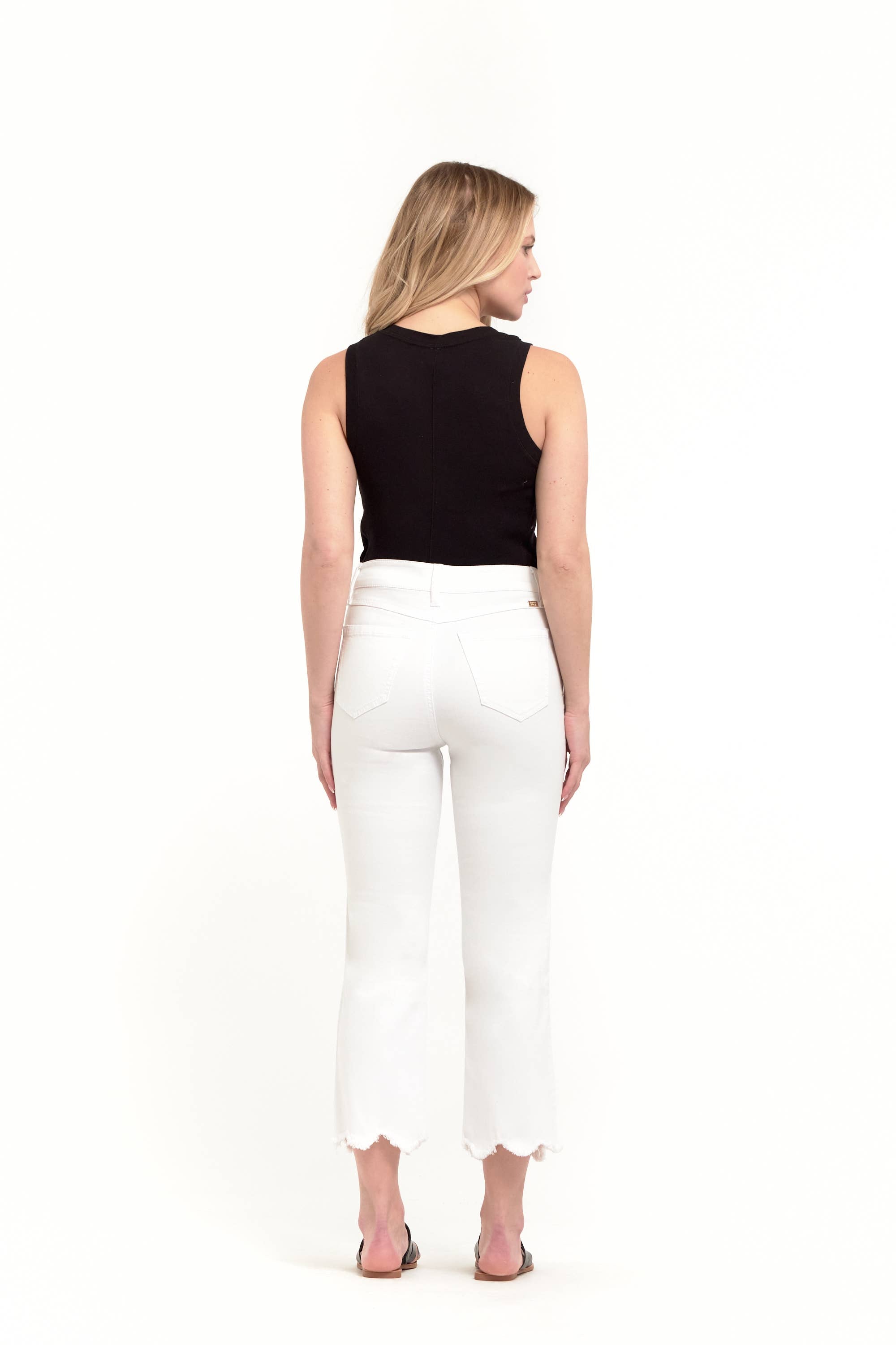 Crop Jean w/ Scalloped Hem in White