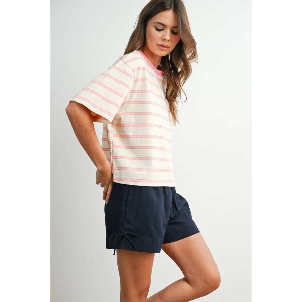 Elastic Waist Tie Hem Short