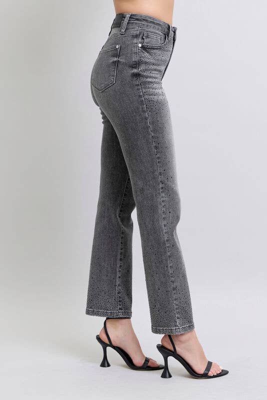 Rhinestone high waisted ￼Straight leg