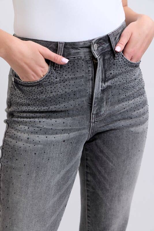 Rhinestone high waisted ￼Straight leg