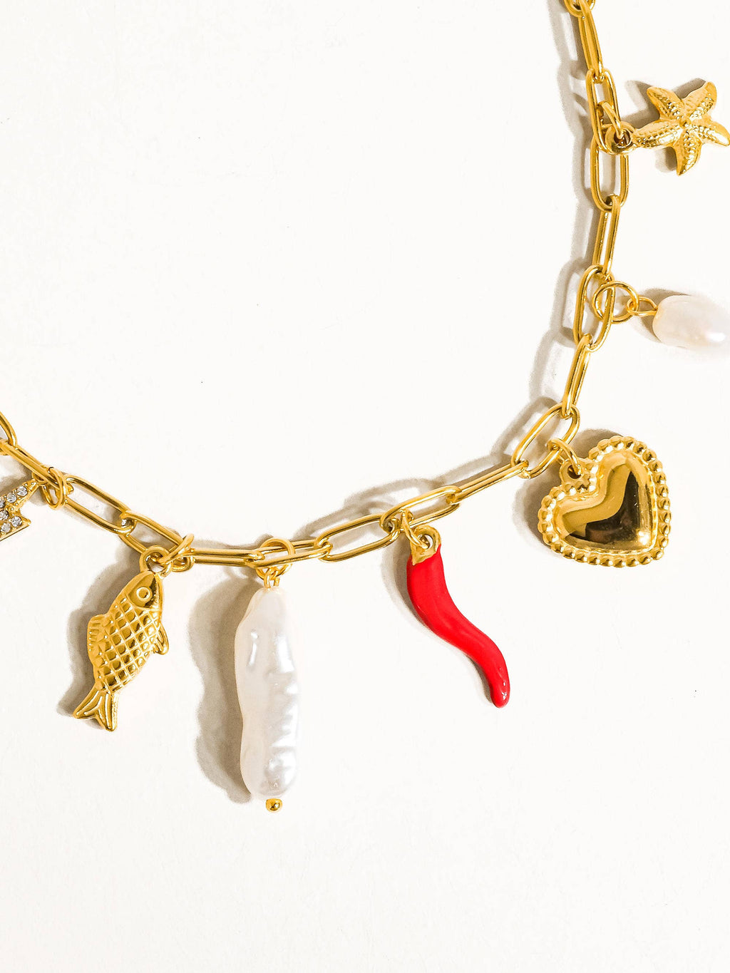 18K Gold Non-Tarnish       Fish Charm Necklace