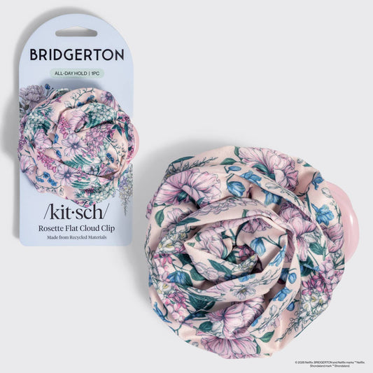 Bridgerton x Kitsch Satin Rosette Medium Flat Cloud Clip in Wisteria
