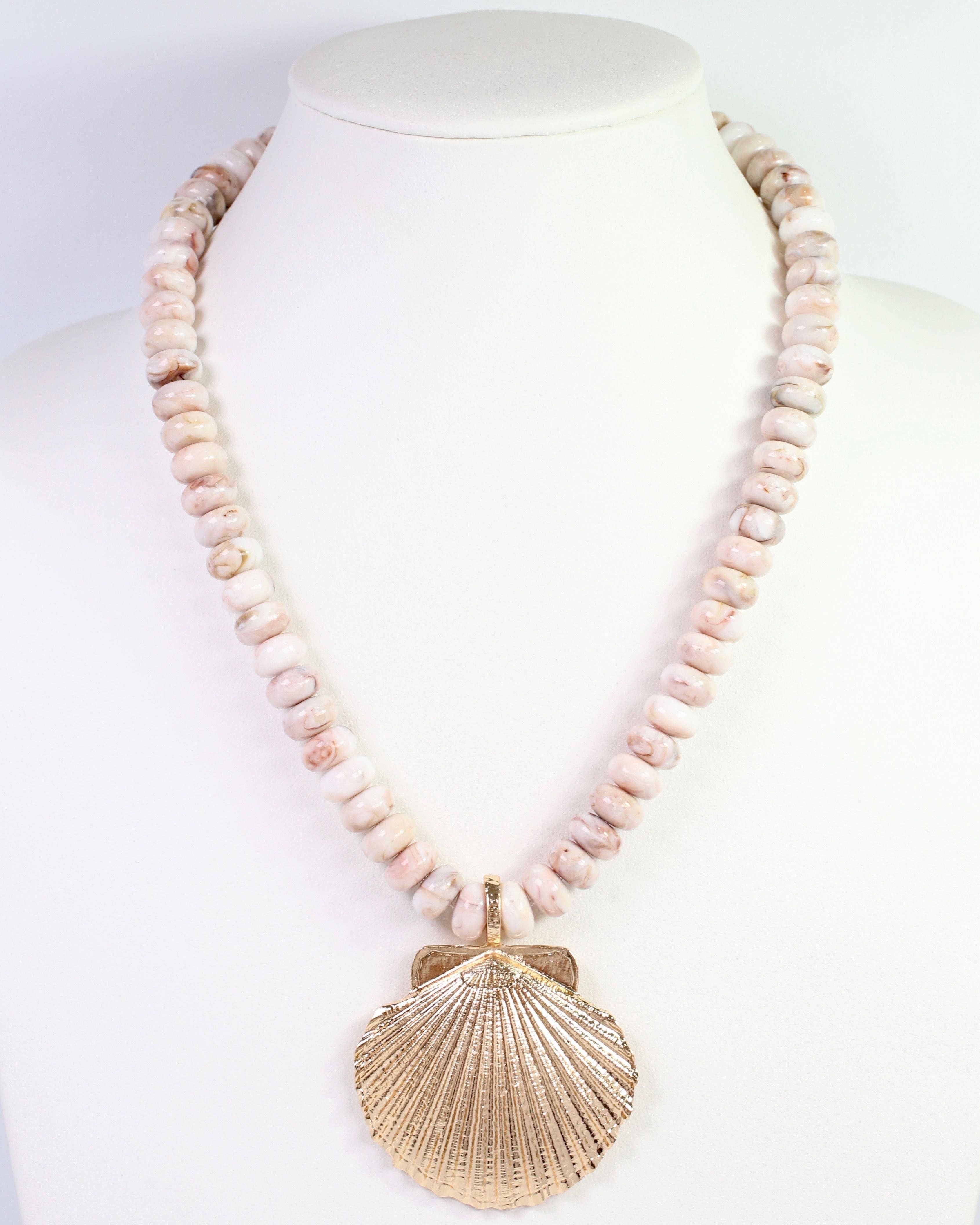 Kai Beaded Shell Necklace Blush