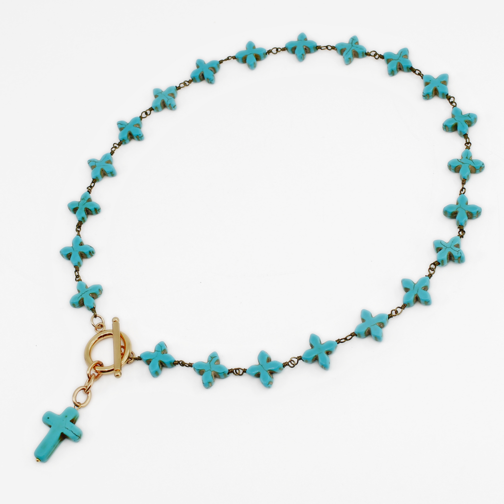 Howlite Cross Rosary Choker Limited Edition Necklace