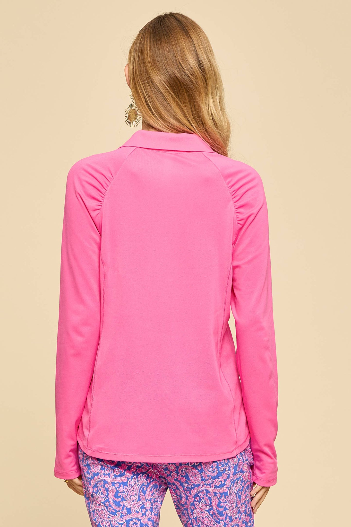 Sun-Cool Shirred Shoulder Long Sleeve Blouse