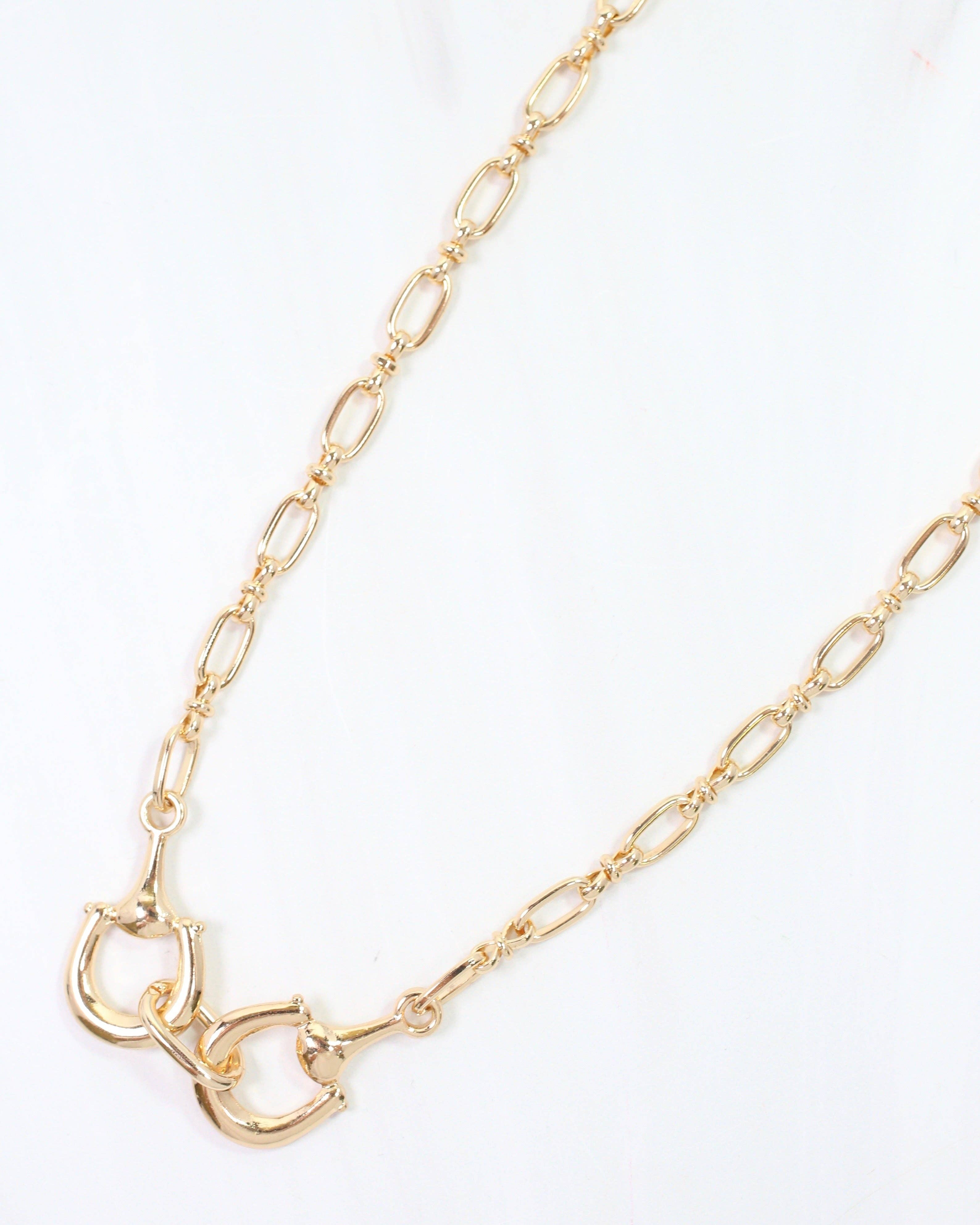 Double Horsebit Necklace Gold