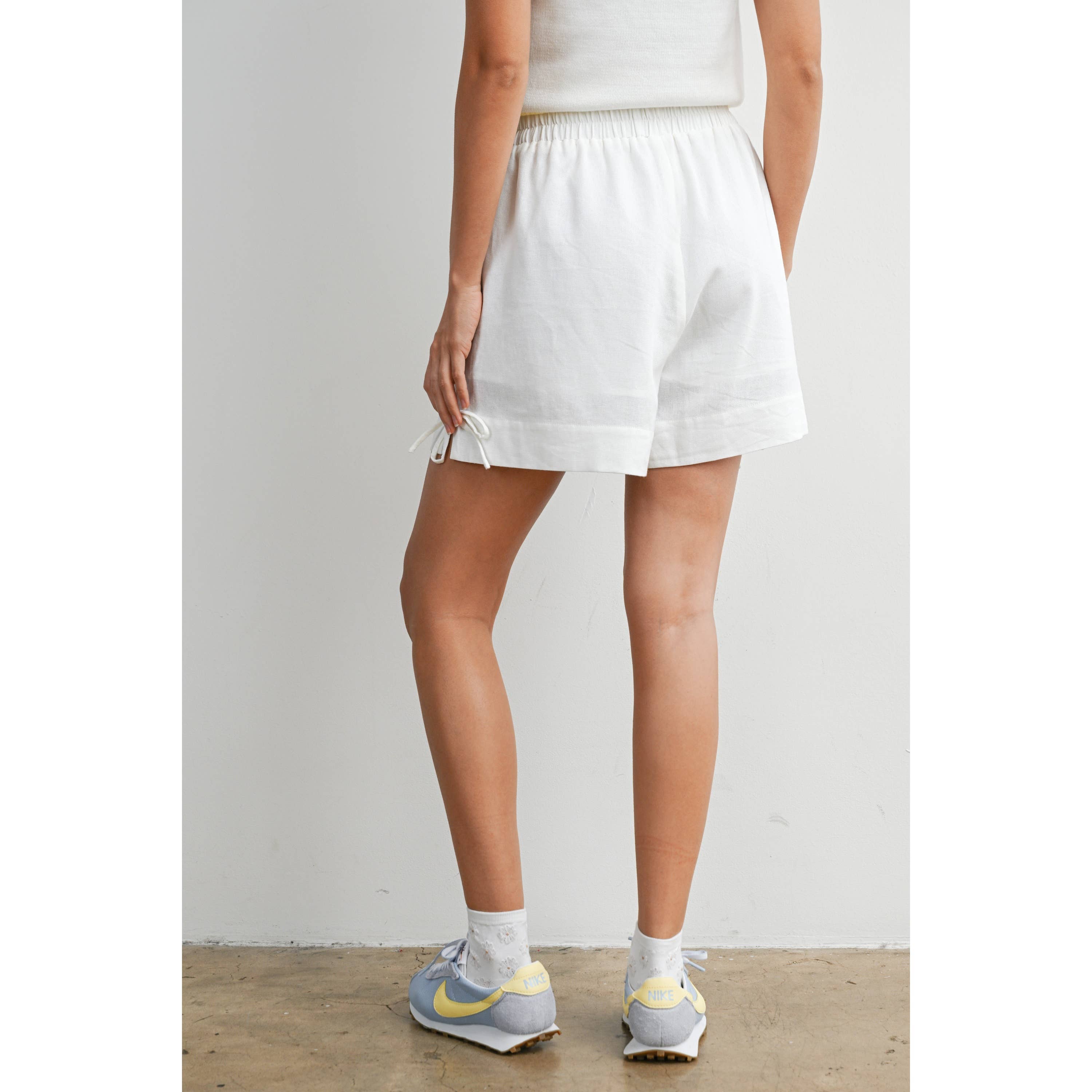 Elastic Waist Tie Hem Short