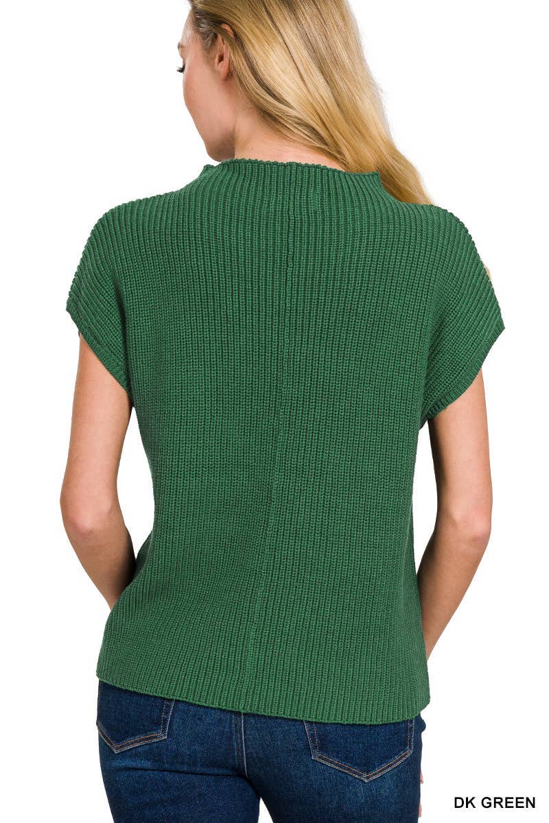 Mock Neck Short Sleeve Cropped Sweater