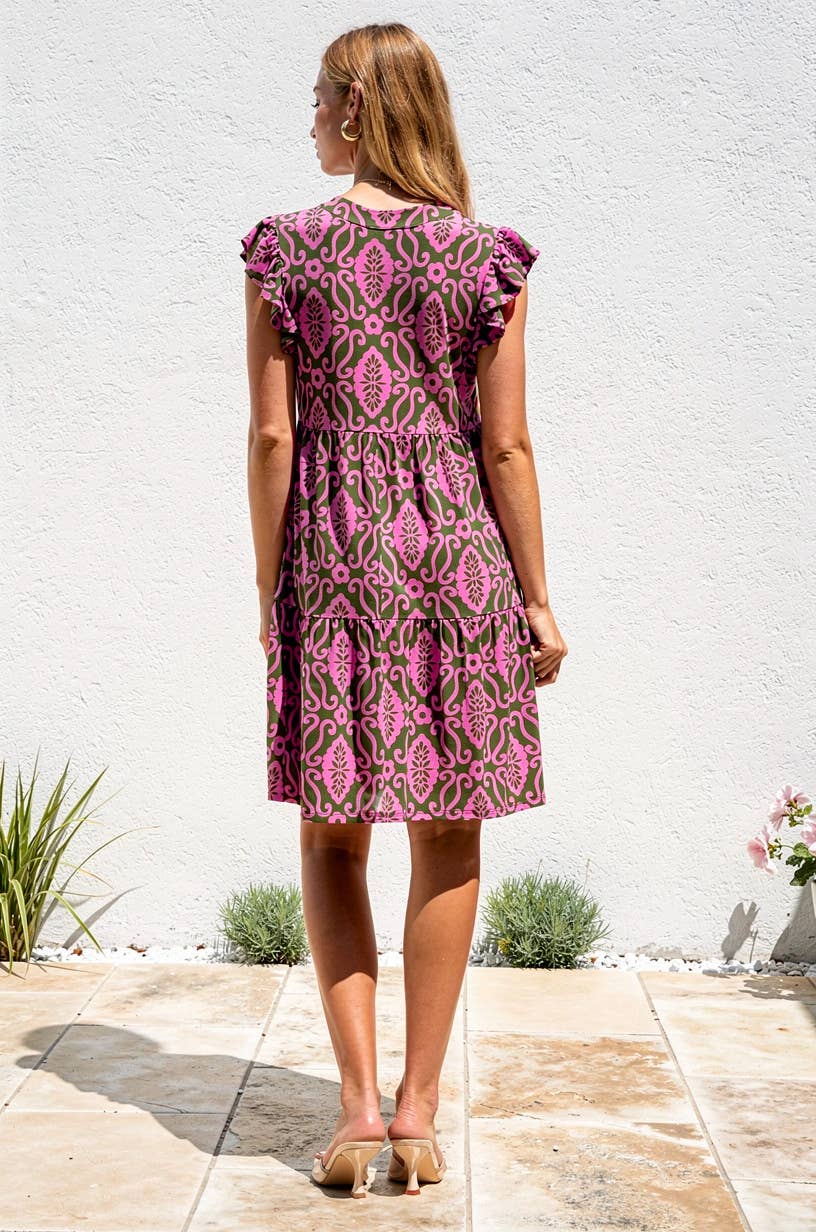Flutter Sleeve Tiered Forever Dress