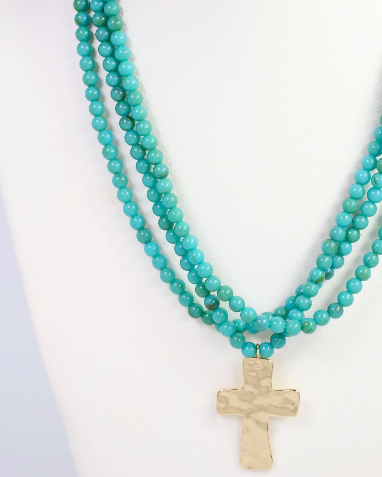 Barstow Layered Beaded Cross Necklace Turquoise