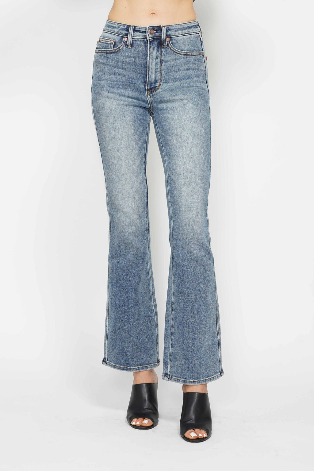 Tummy Control Back Pkt Embroidered Bootcut